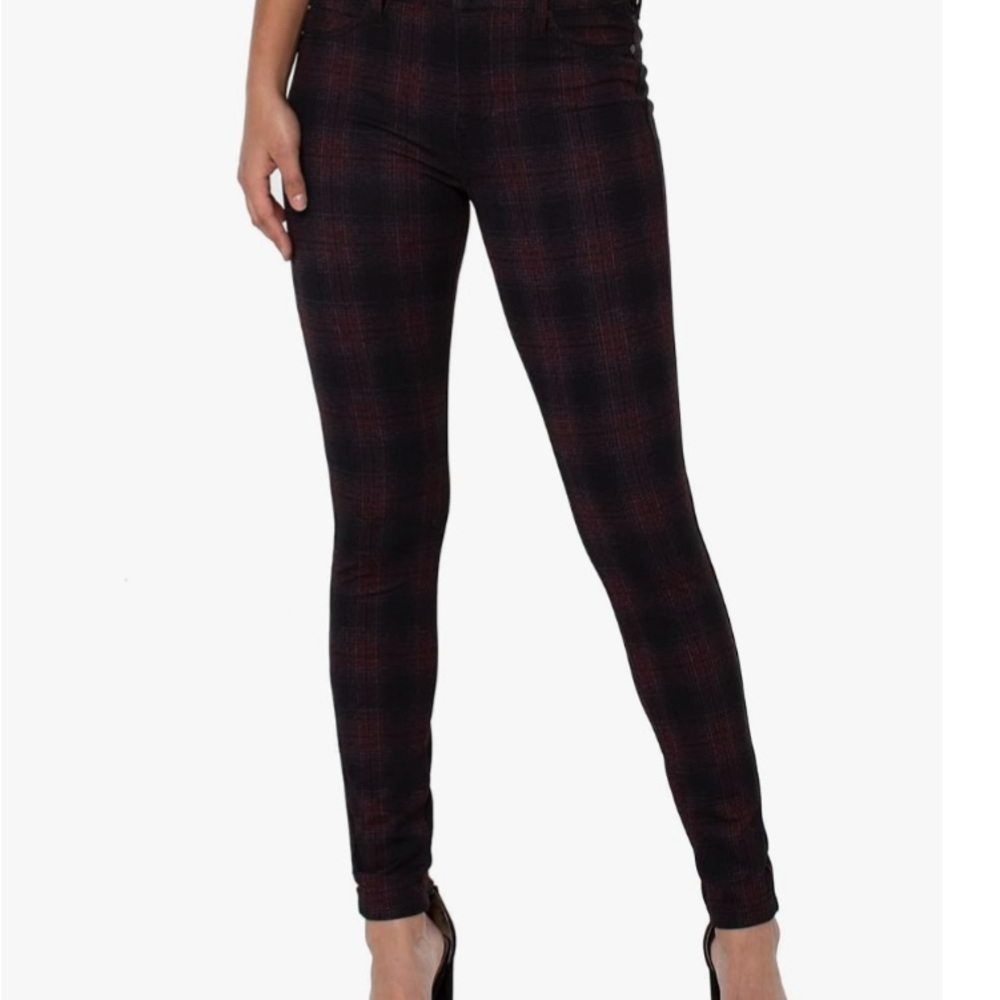 Liverpool Madonna Red Plaid Skinny Knit Pants